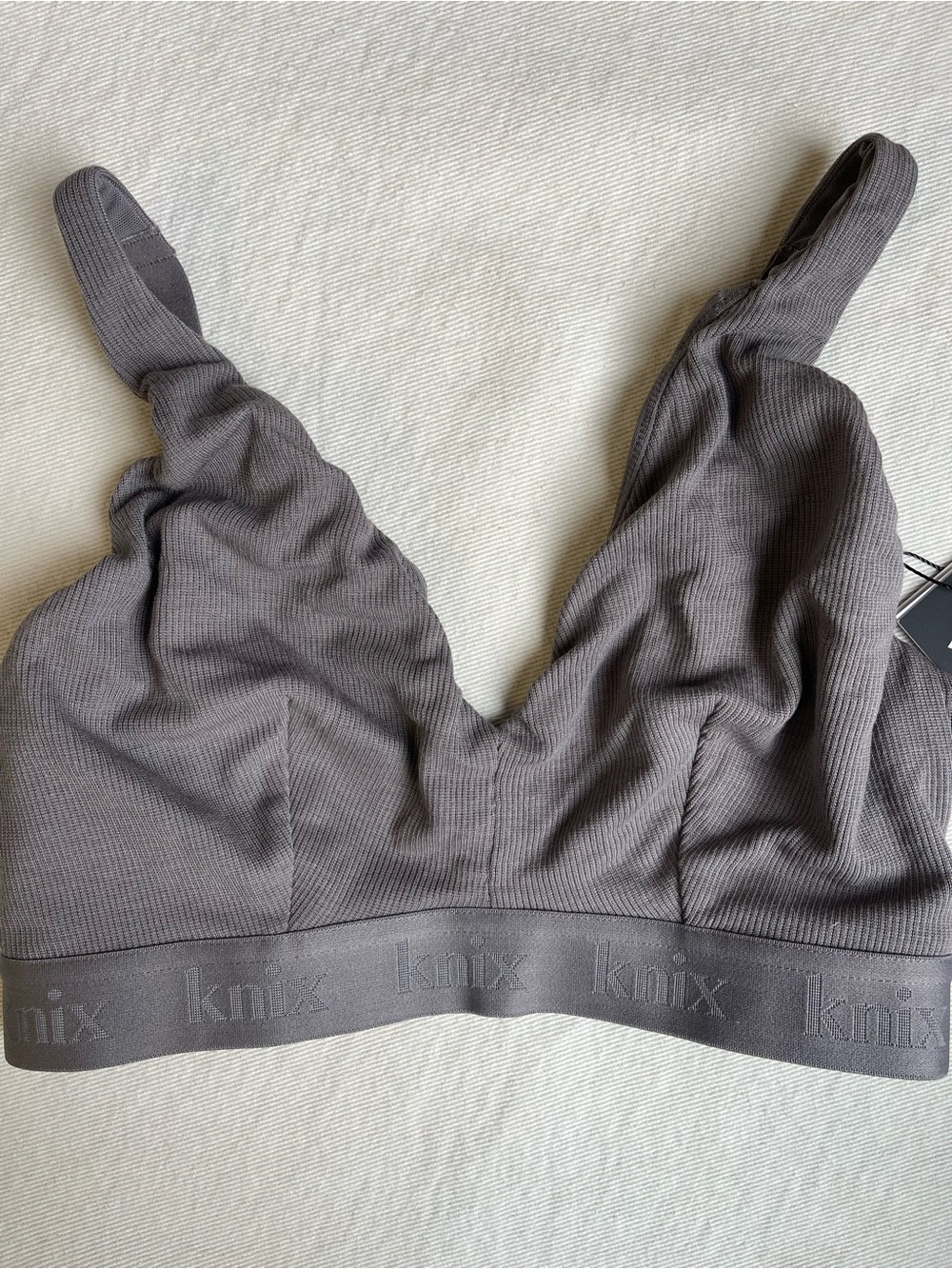 Knix Logo Rib Modal Bra Grey - Picture 5 of 12